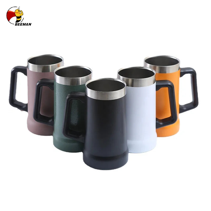 Beeman 24OZ Modern Holder Black Wholesale Supplier Stainless Steel Beer Mug With Handle