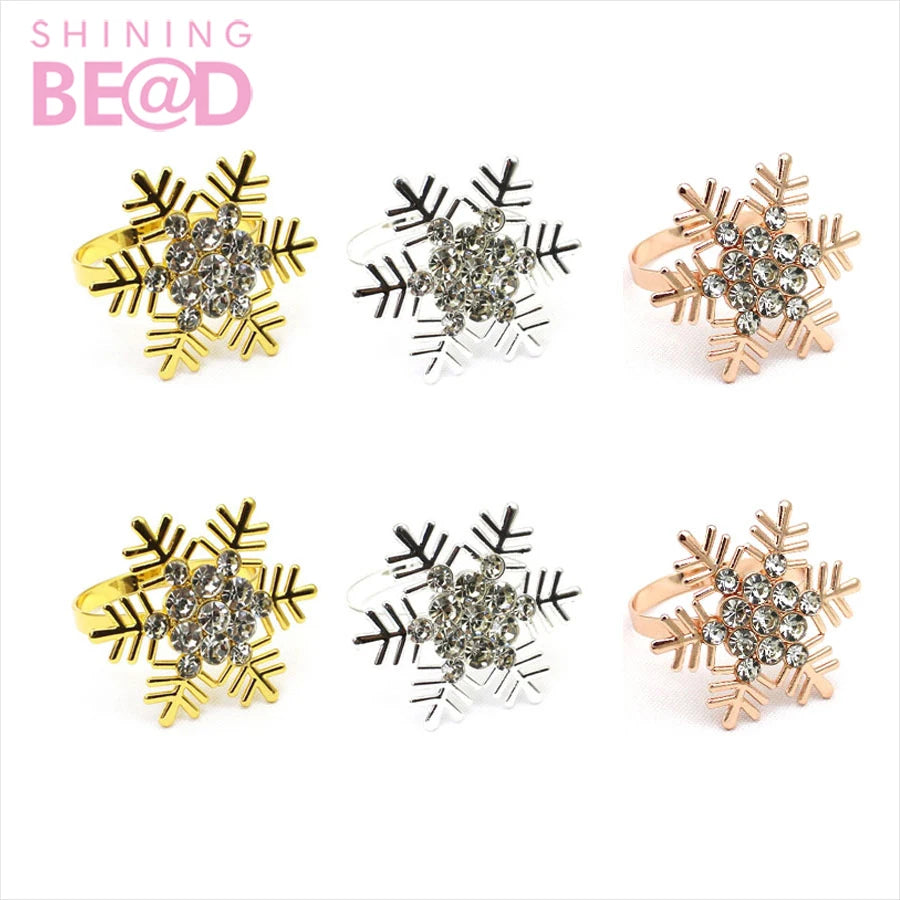 Napkin Rings Christmas Snowflake Rhinestone Wedding Dinning Table Napkin Holder Buckles Party Decorations