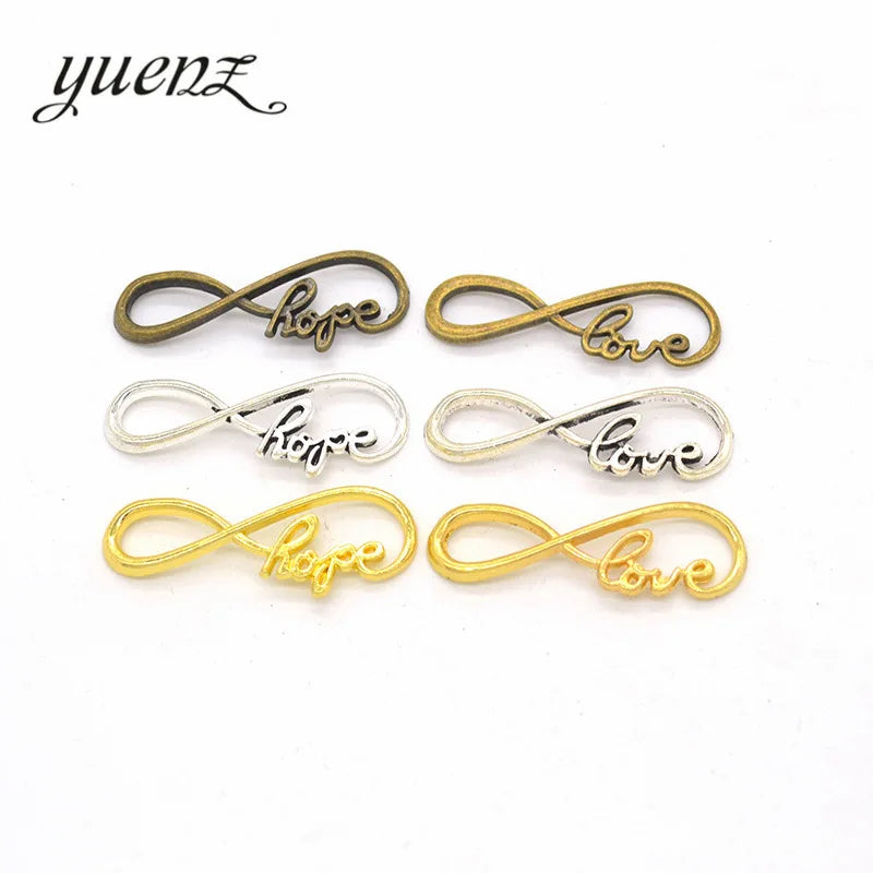 YuenZ Antique Silver Color Infinity Hope love Charms Fit for Bracelets Necklace DIY Metal Jewelry Making 39*15mm B104