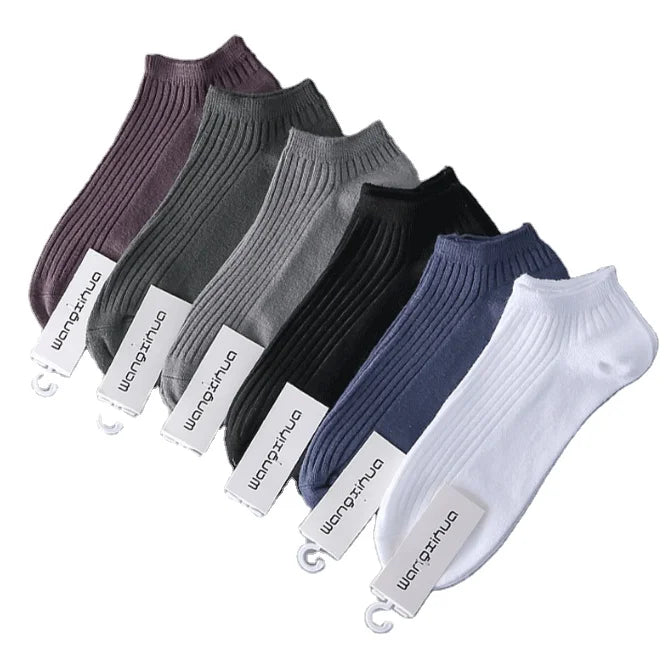 Spring Summer Autumn Custom logo Solid Breathable Soft Ribbed Cotton Ankle Low Cut Man Socks for Work Everyday