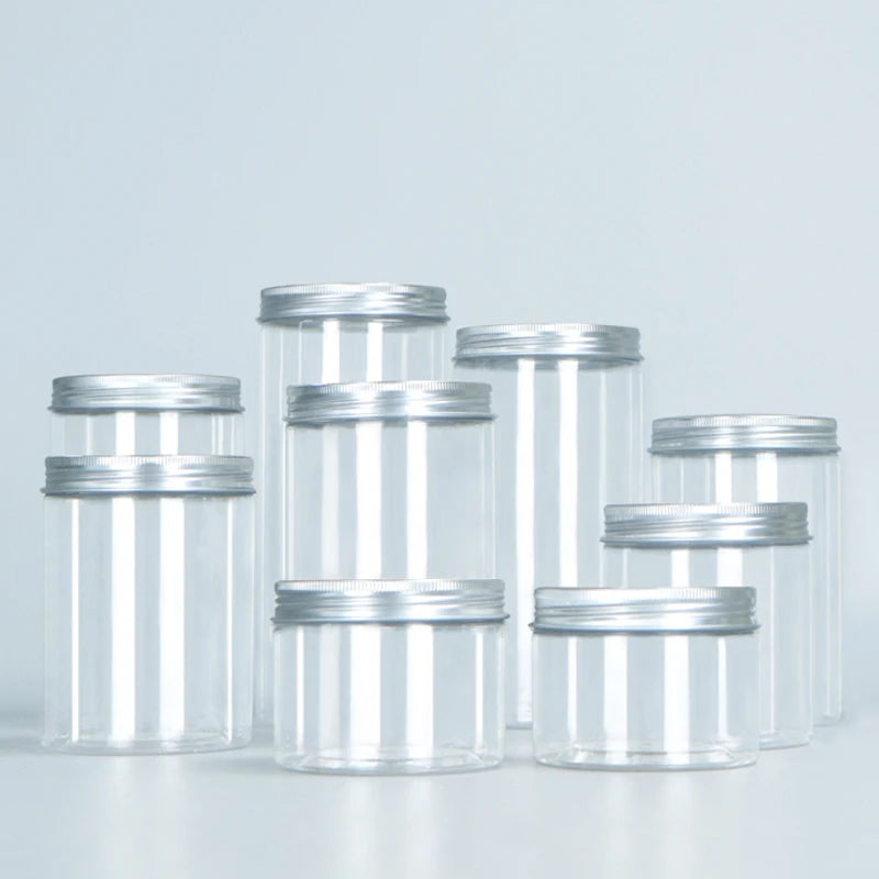 8oz 250g 500g Plastic Pots Cosmetic Body Scrub Container Empty Pet Plastic Jars With Aluminum Lids