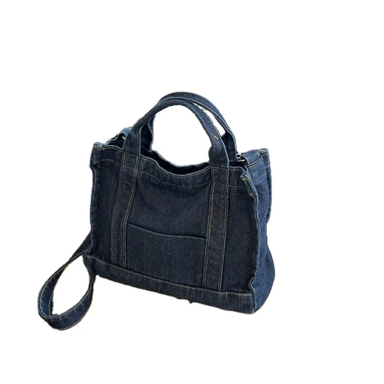Customized Style Artistic Casual Canvas Denim Crossbody Bag All-Match Trendy Polyester Lining Hand-Carried by Women