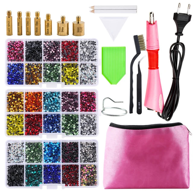 QIAO Heat Applicator Rhinestone Machine Wand Iron on Tool Pink Black Purple Hotfix Rhinestone Applicator for Clothing