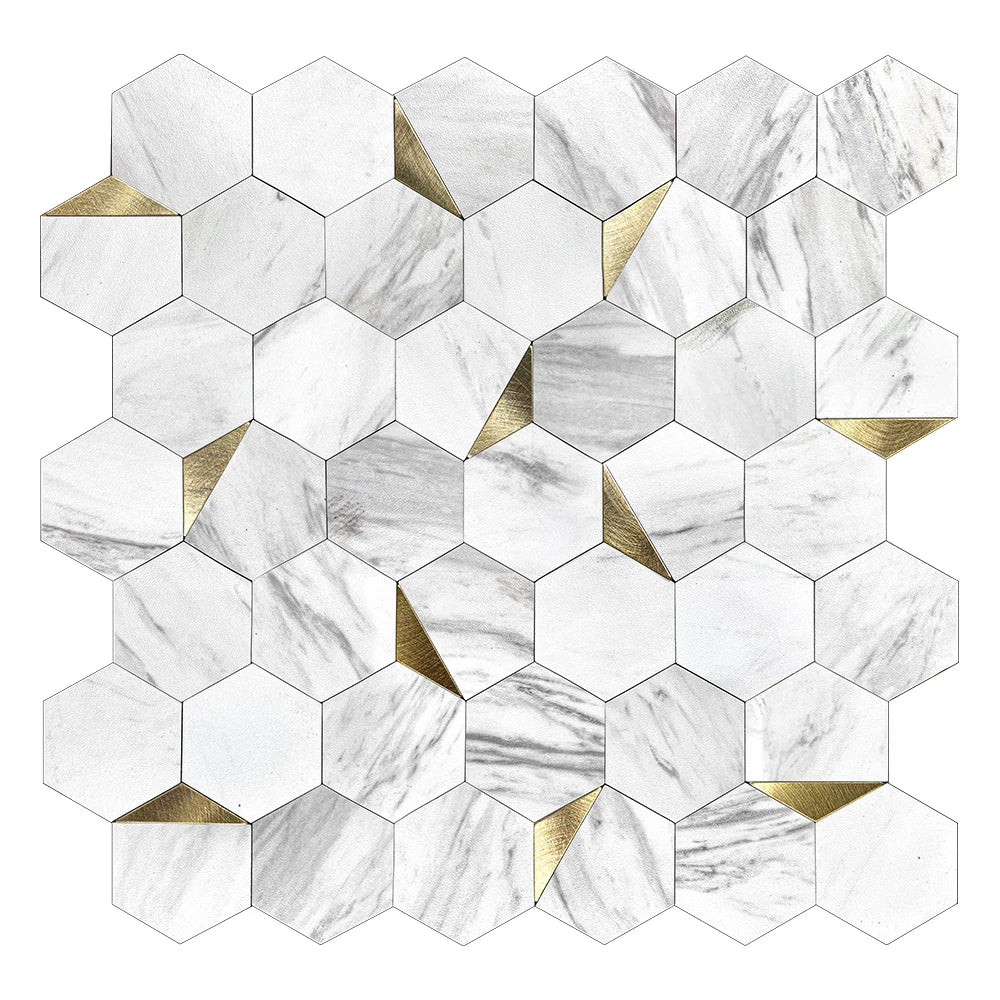 Factory Outlet Self Adhesive Luxury Hexagon Marble Mosaic Composite Wall Tiles Home Decor Peel and Stick Backsplash Tiles