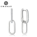 Piercing Wedding Jewelry Gift Pave Moissanite 925 Sterling Silver Huggie Paperclip Drop Link Earrings Detachable Hoops for Women