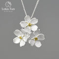 LotusFun Wholesale 18k Gold Plated 925 Sterling Silver Pendant  Necklace Forget-me-not Flower Original Design Women Fine Jewelry