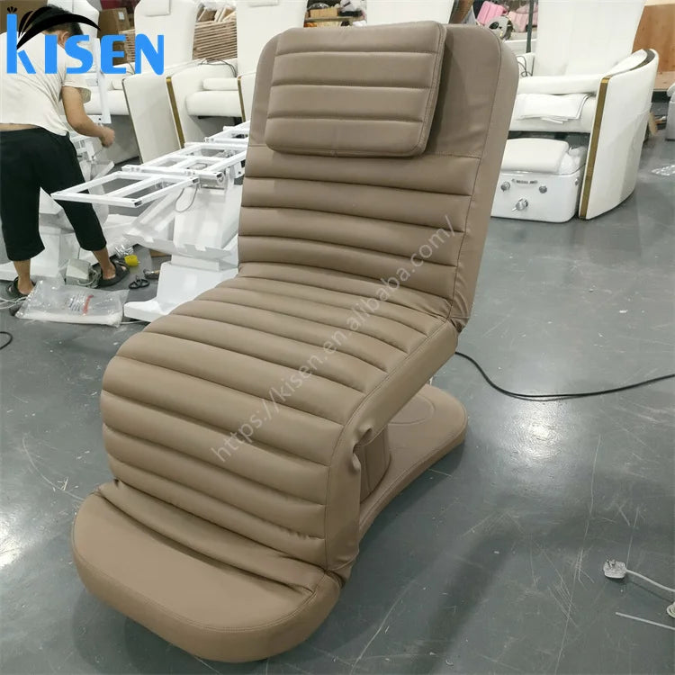 Kisen Modern Salon Furniture Lift Table De Professional Electric Eyelash Facial SPA Cosmetic White Beauty Salon Bed 3 Motors