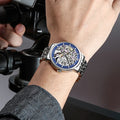Men Skeleton Luxury Waterproof Diamond Dial Wrist Watches Mechanical Automatic Self-winding Stainless Steel Watches for Men