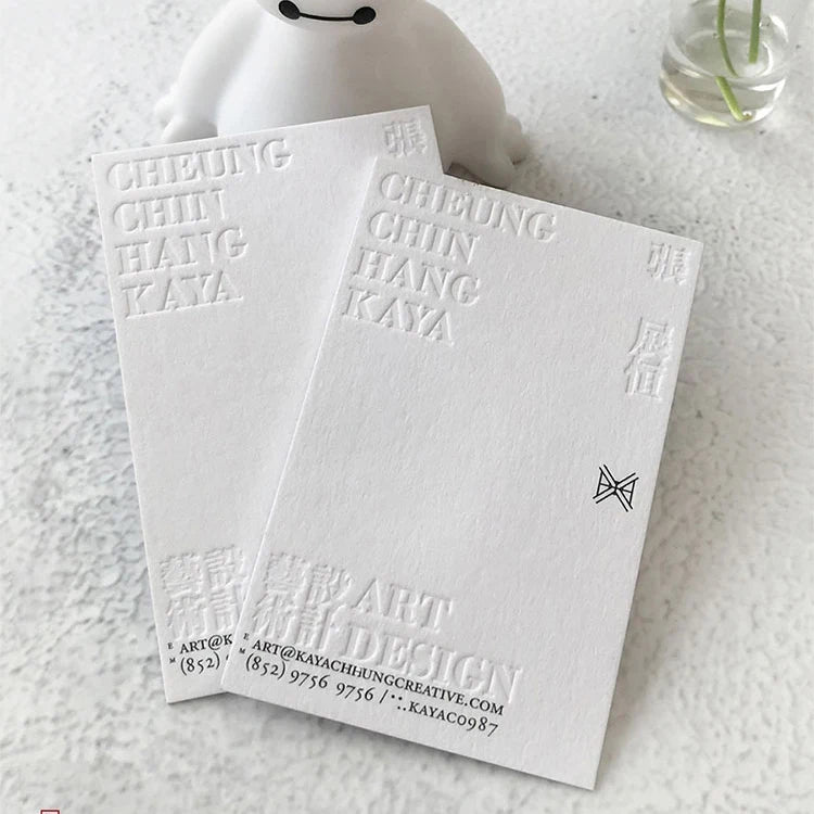 Custom Luxury Invitation Card Emboss/deboss logo Recycle White Paper Business Card Printing With Own logo