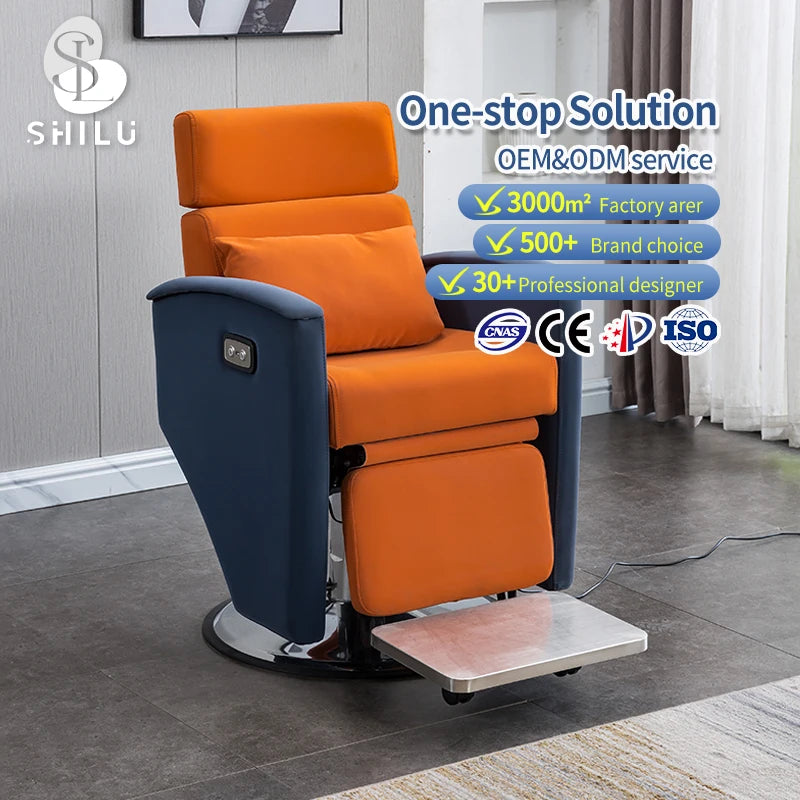 Shilu LF14 High-End Electric Salon Chair Reclining Barber Shop Chair Head Therapy for Hairdresser Workshop for Barber Shops