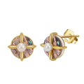 RINNTIN GPE25 Fine Jewelry Baroque Pearls Drop Earrings With Abalone Shell  925 Silver Freshwater Pearls Earings for Women