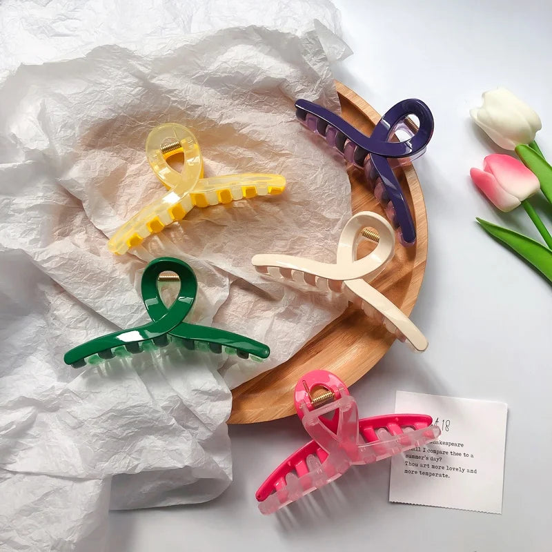 Hot Selling New Design Coat Hanger Shape Jelly Color Hair Claw Clip for Women
