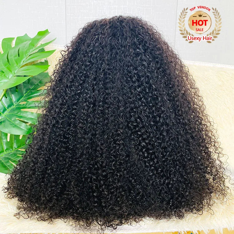 Ready to Ship Kinky Curly 13*4 Transparent Frontal Lace Wig for Black Women Unprocessed Raw Virgin Hair