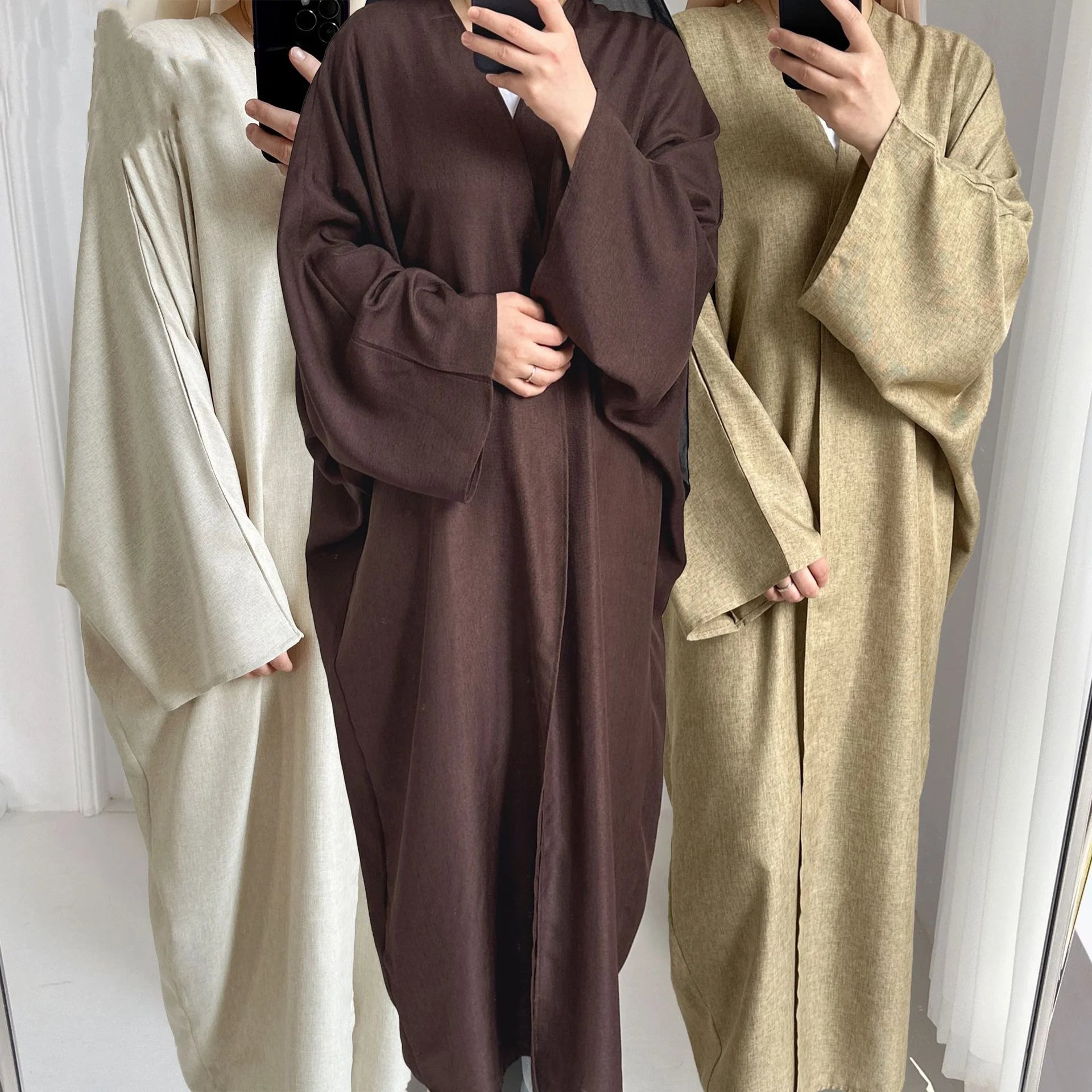 Zifeng OEM Ropa Islamica Eid Casual Solid Color Cardigan Muslim Abaya