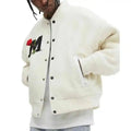 Custom Windbreaker Cotton Rose Embroidery Fleece Baseball Letterman Varsity Jacket for Men