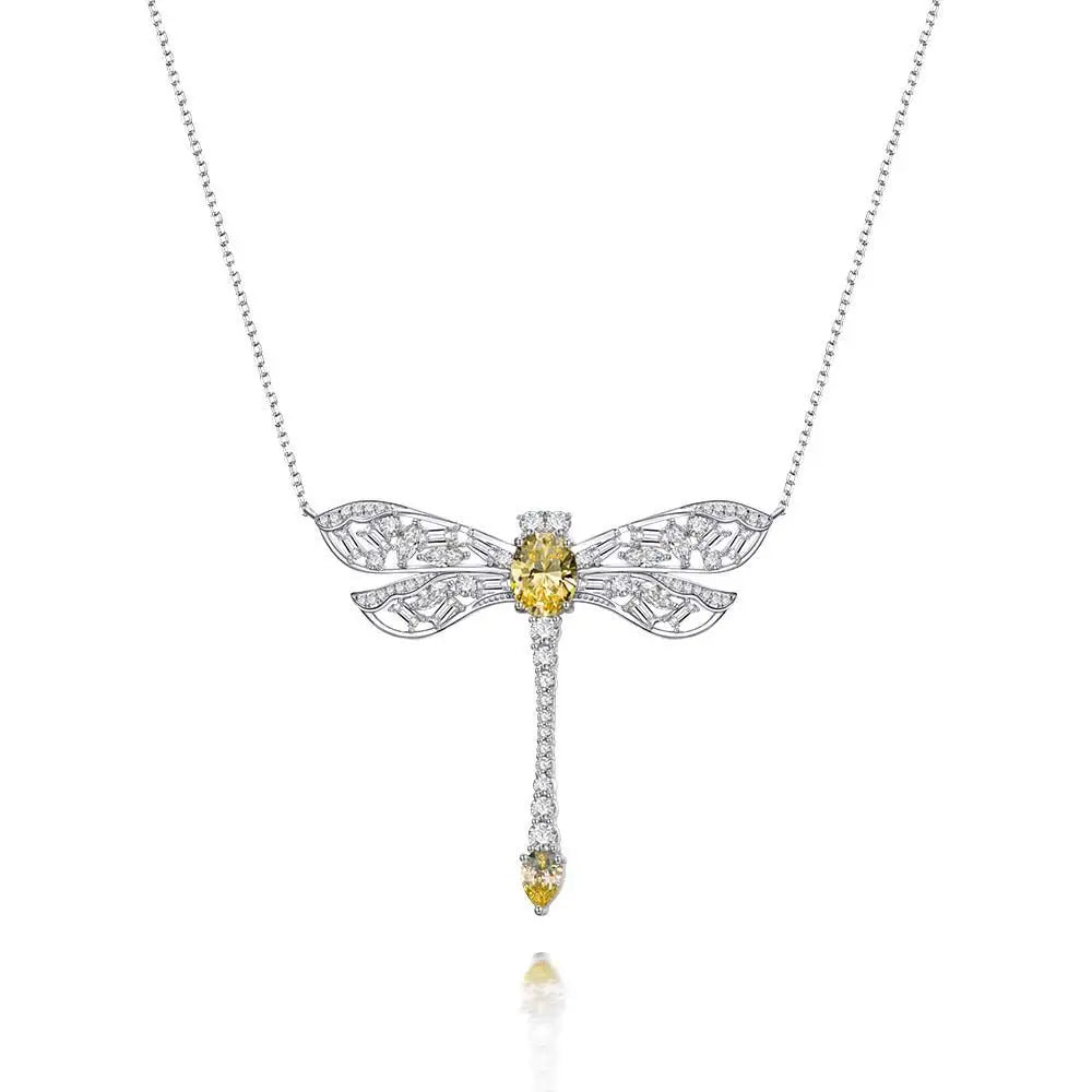 New Nature Insect Design Dragonfly Pendant Oval 8*10mm Dynamic Dragonfly Necklace 925 Silver Jewelry