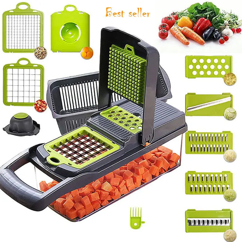 Hot Selling Kitchen Multi 12 in 1 Manual Mandoline Fruit Vegetable Cutter Onion Dicer Veggie Dlicer Vegetable Chopper