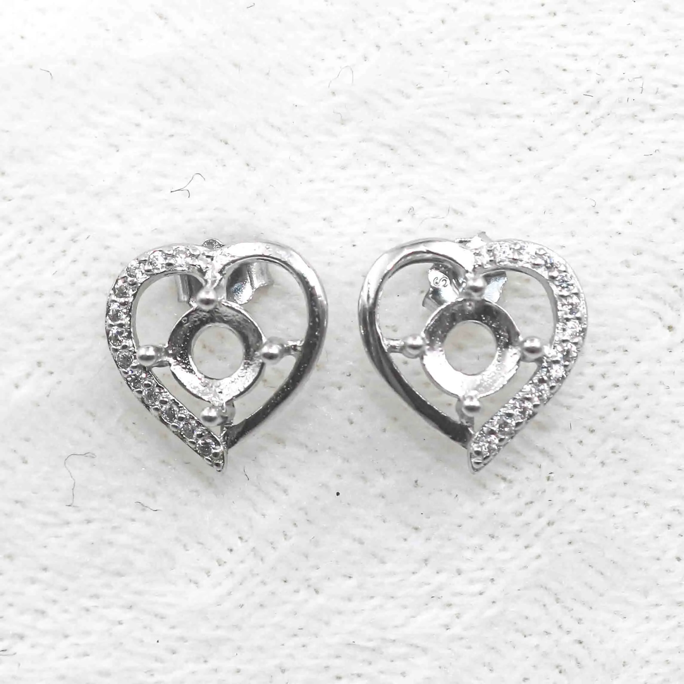Sterling Silver 5*5mm Semi Mount Stud Earrings Empty Support Blank Claws Setting S925 Base Without Center Stone for DIY Inlay