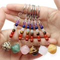 Wholesale Colorful Bag Decoration Natural 7 Chakra Bead Planet Pendant Stone Keychain Healing Crystals Hanging Ornament