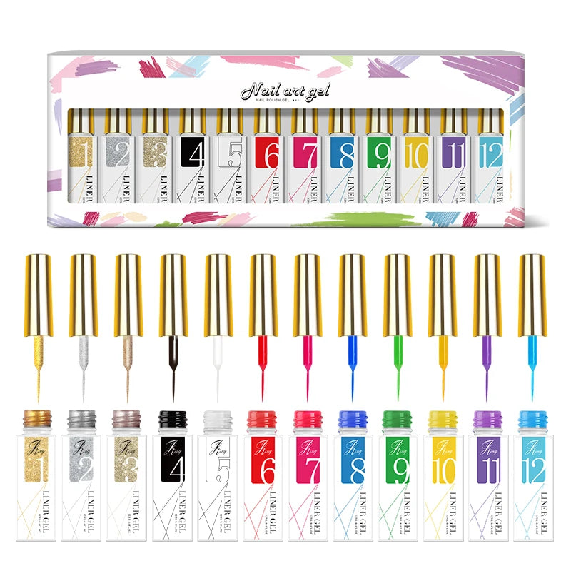 JTING Hot Popular 12 Colors 36 Color Liner Gel Collection Nail Art Painting Gel OEM Free Design Private Label and Free Sample