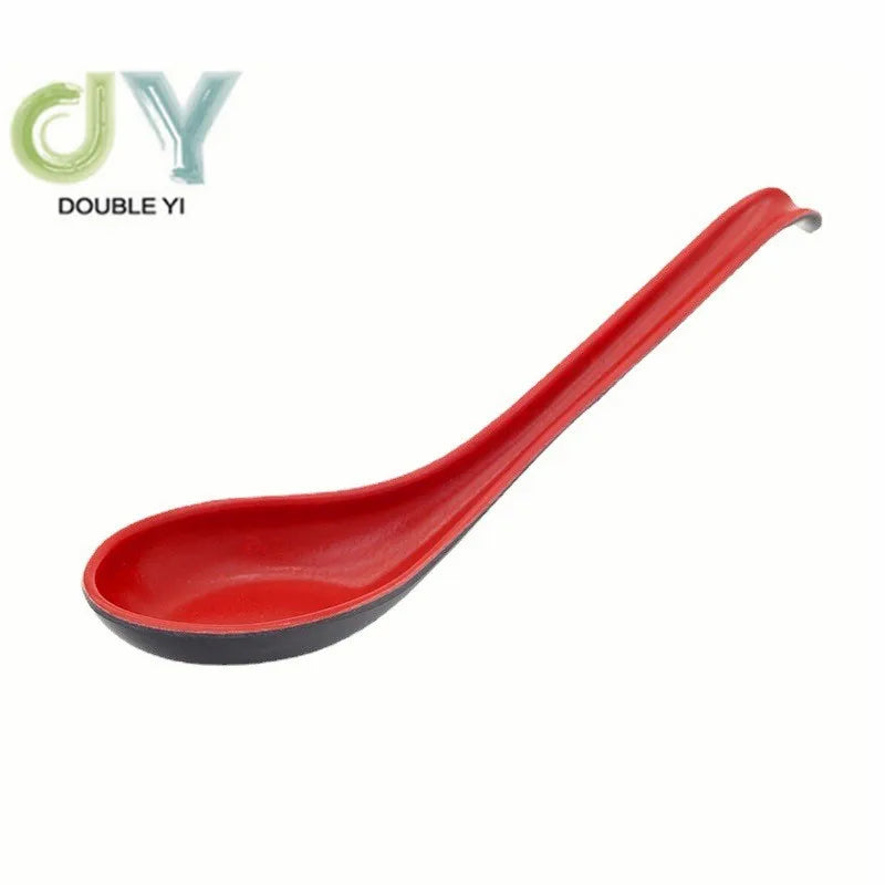 Wholesale Restaurant Soup Spoon in Red and Black Made of Plastic Melamine