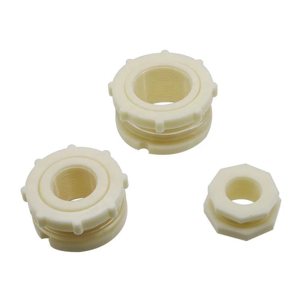 ABS Plastic IBC Water Tank Connector 1/2" 3/4" 1" 1.2" 1.5" 2" Thread Fish Tank Aquarium Bulkhead Pipe Fitting Adapter