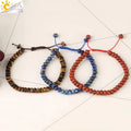 CSJA Trendy Natural Energy Tiger Eye Rose Quartz Abacus Beaded 6mm Handmade Woven Adjustable Stone Bracelet for Men Women G209