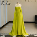 Ruolai LDC6771 Flowy Strapless Zipper Buttons Back Arabic Strapless Party Shawls Evening Dress Gown in Chiffon
