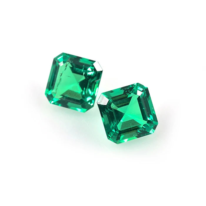 Wholesale Green Lab Created Emerald Asscher Cut Colombian Zambian Hydrothermal Emerald Synthetic Lab Growth Emerald Gemstone
