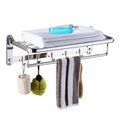 Double Layer Folding Stainless Steel Wall-Mounted Bath Towel Rack with 5 Clothes Hooks Modern Design Hotel Use Heater Feature
