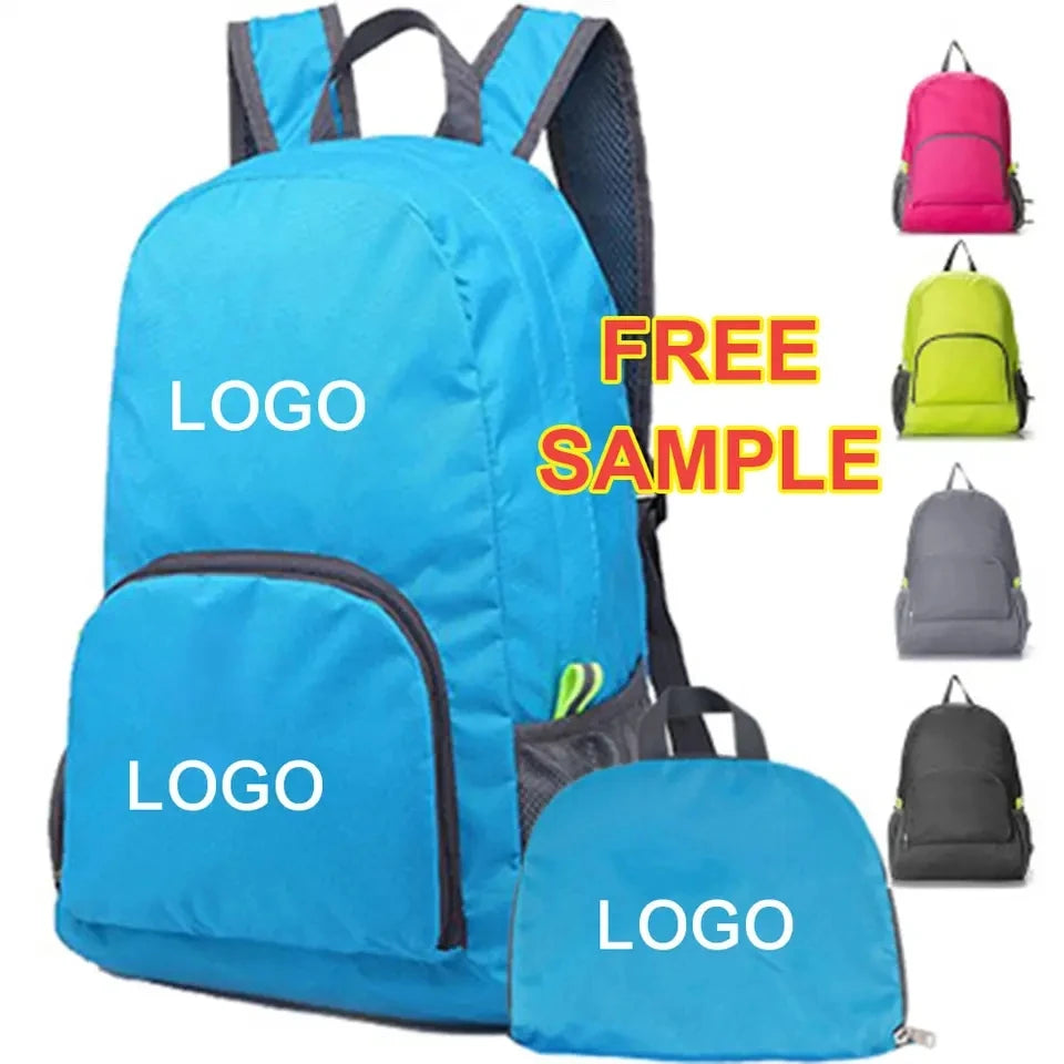 Wholesale Waterproof Cheap Small Quantity Custom logo Promotion Lightweight Daily Backpack Foldable Shopping Travel Backpack Bag
