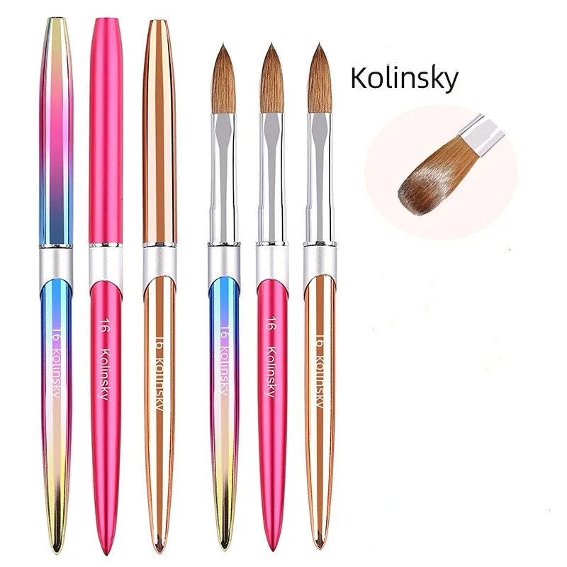 Professional Salon 100% Kolinsky Metal Handle Acrylic Nail Art Brush DIY Drawing Pen