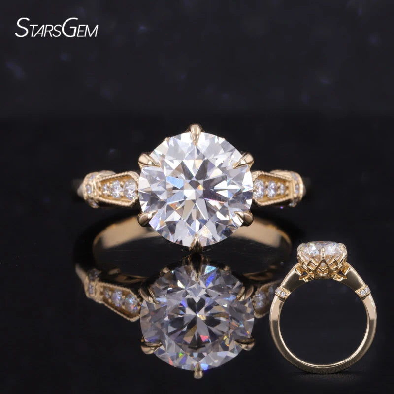 Hot Special Sale Round Brilliant Cut 2ct Cvd Hpht Lab Diamond Man Made 10k 14k Gold Ring with IGI Certificate Fine Jewelry MegaBDM