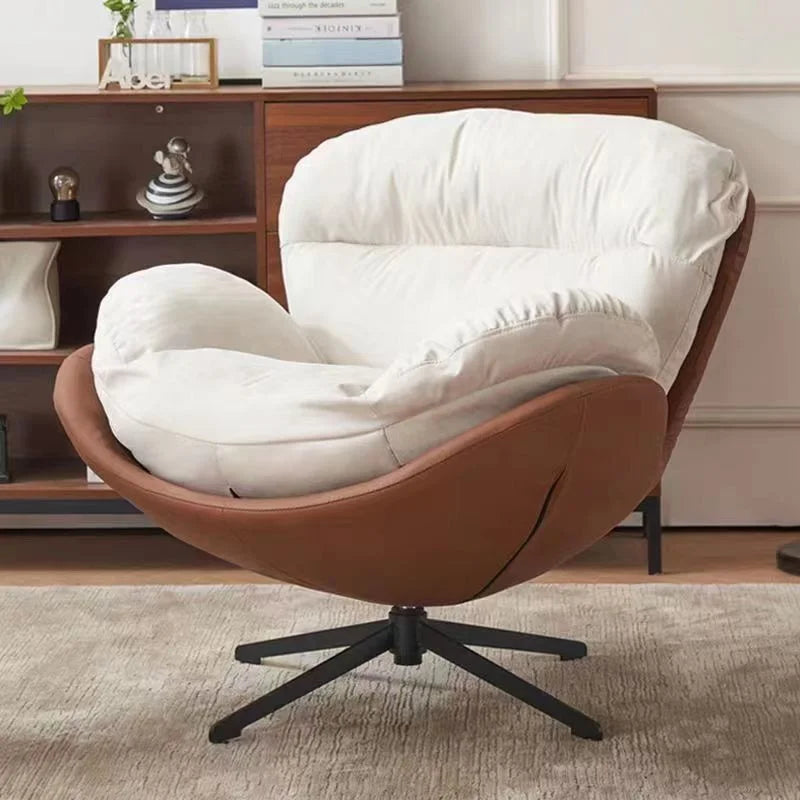 Italian Luxury Swivel Chair Single Rotating Recliner Casual Accessible Features Home Living Room Balcony Study Bar Modern Metal