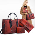 2022 Wholesale Red Snake Pattern Women Hand Bags Set Shoulder Tote 3pcs Purse Ladies Handbag