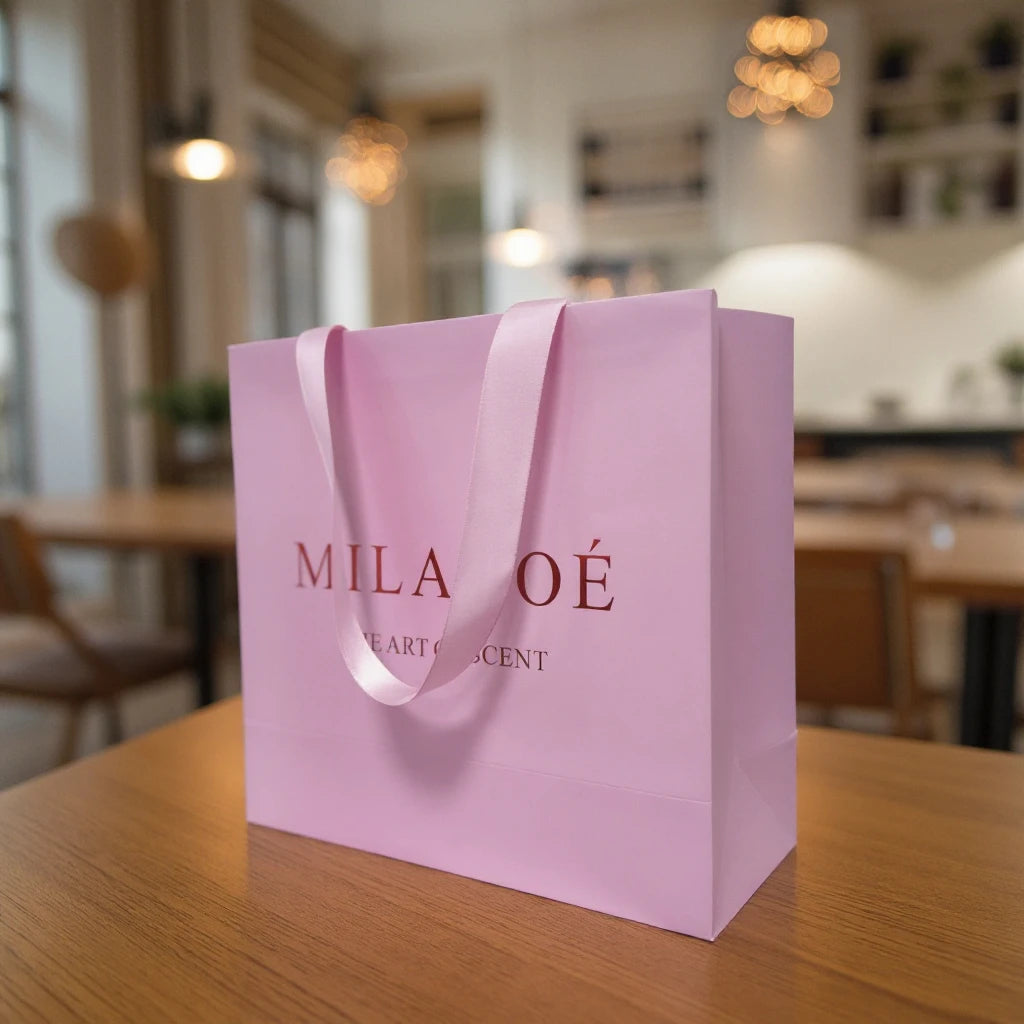 Custom Unique Kraft Paper Gift Packaging for Candy Jewelry Clothing & Fur Glass Logo Hot Stamping PAper Gift Shopping Bags
