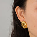 18K Gold Plated Stainless Steel Texture Earrings Non Tarnish Stainless Steel Stud Earrings