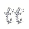 CAOSHI Simple Round Sparkling Cubic Zirconia Cross Shaped Design Earring for Silver/Gold/Rose Gold Plated CZ Hoop Earrings Women