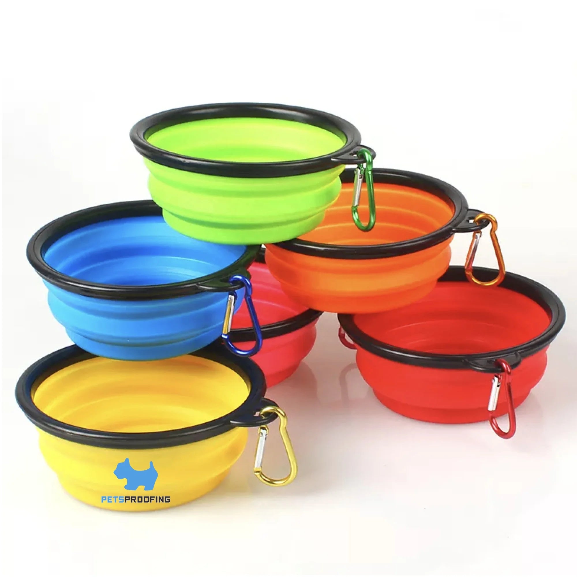 Petsproofing Portable Foldable Collapsible Silicone Personalized Pet Dog Cat Water Food Bowl Bowls Feeder Dishes for Cats Dogs