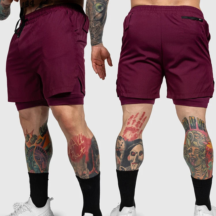 Factory Hot Sale Summer Trend  Sports Shorts Outdoor Running Squat Breathable Double-layer Quick Drying Shorts for Men