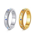 Fashion New Sun and Moon Color Diamond Stainless Steel Ring Stress Relief Rotatable Couple Diamond Ring High-end Jewelry Gift MegaBDM