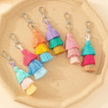 Beach Style Handmade Tri Layered Keychain Tassels Bag Charm Hanging Jewelry Bohemian Multi-layer Colorful Boho Tassel Keychain