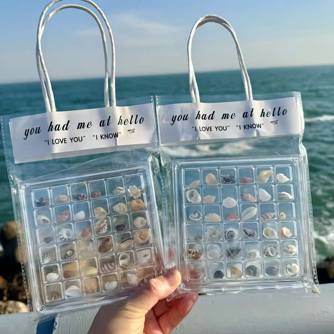 36 Grids Acrylic Magnetic Seashell Display Box Transparent Sea Shell Storage Box Bag Seashell Beads Charms