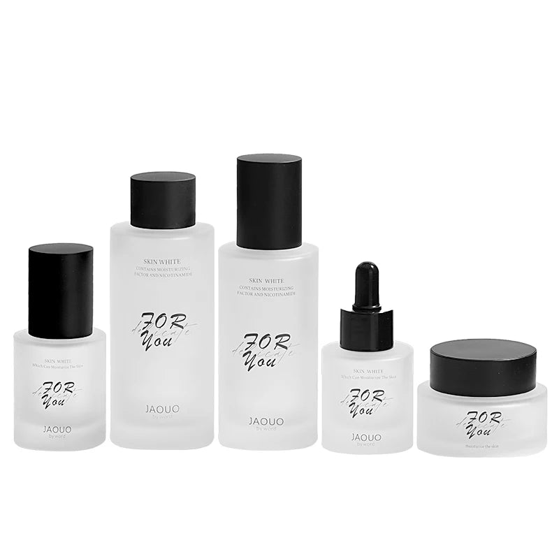 Wholesale Cylinder Thick Bottom Frosted Glass Bottle Skincare Packaging  Cosmetic Jar Serum Hair/ Body Oil Bottle Toner Pump