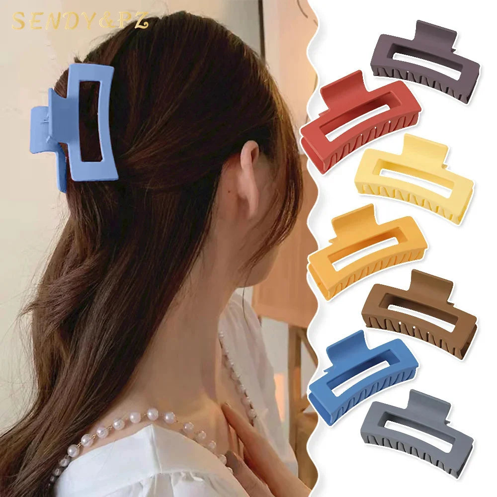 Wholesale Colorful Plastic Hair Claw Clip 8.5 cm Matte Gloss Clear Jelly Shark Design Square Hair Claws for Girls