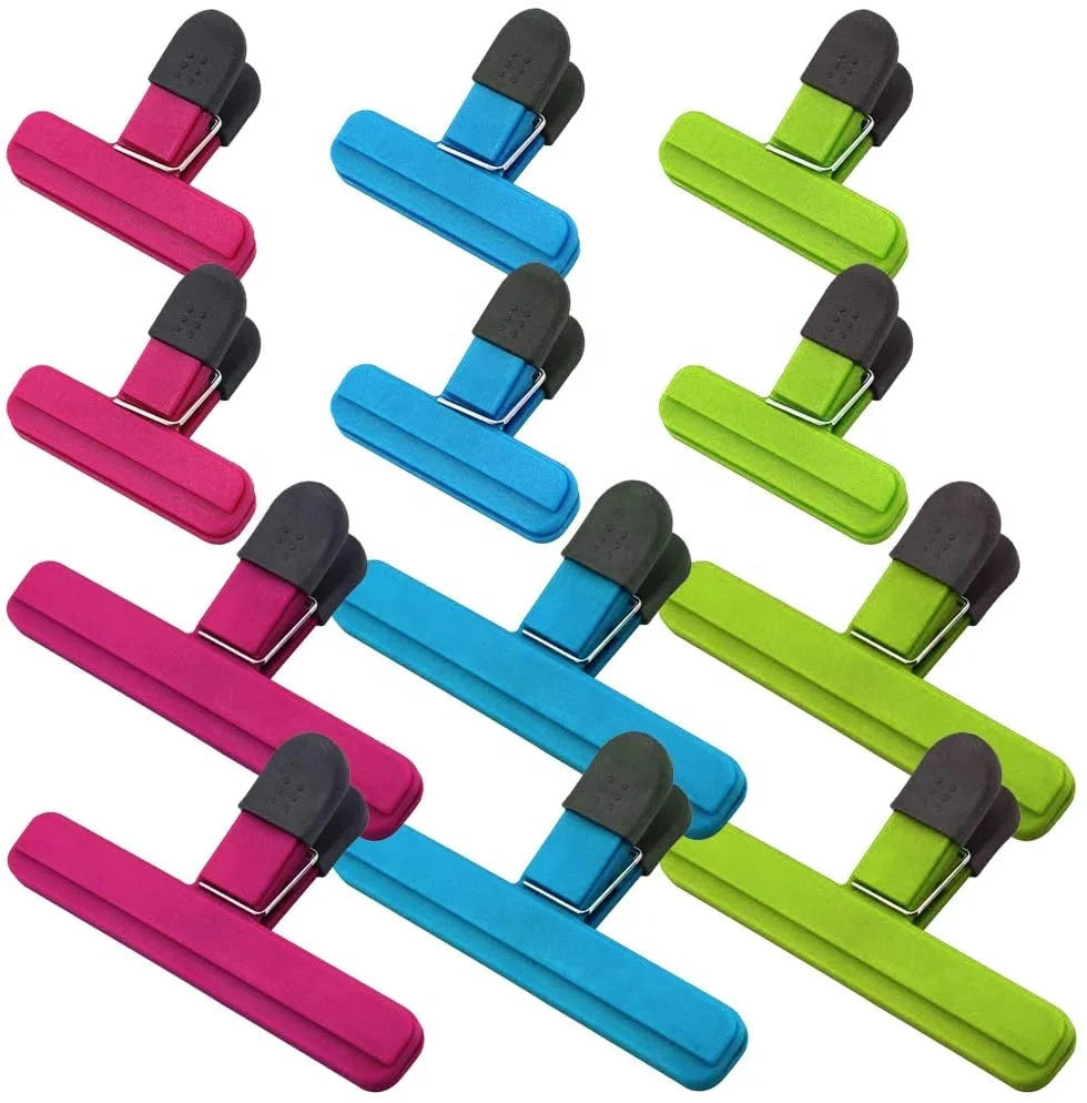 Pack of 12 Colorful Plastic Chip Bag Clips Seal Pour Food Storage Bag Sealing Clip Kitchen Clip
