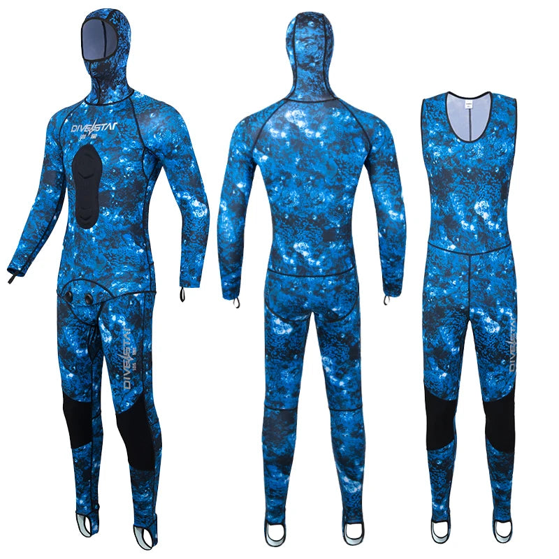 DIVESTAR  0.5 mm Camo Super Stretch Fabric UPF 50+ Sun Protection Quick-drying Long John Breathable Spearfishing Wetsuit