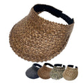 New Custom Embroidery Logo Unisex Handmade Raffia Straw Sun Visor Hat Summer Beach Travel Fishing