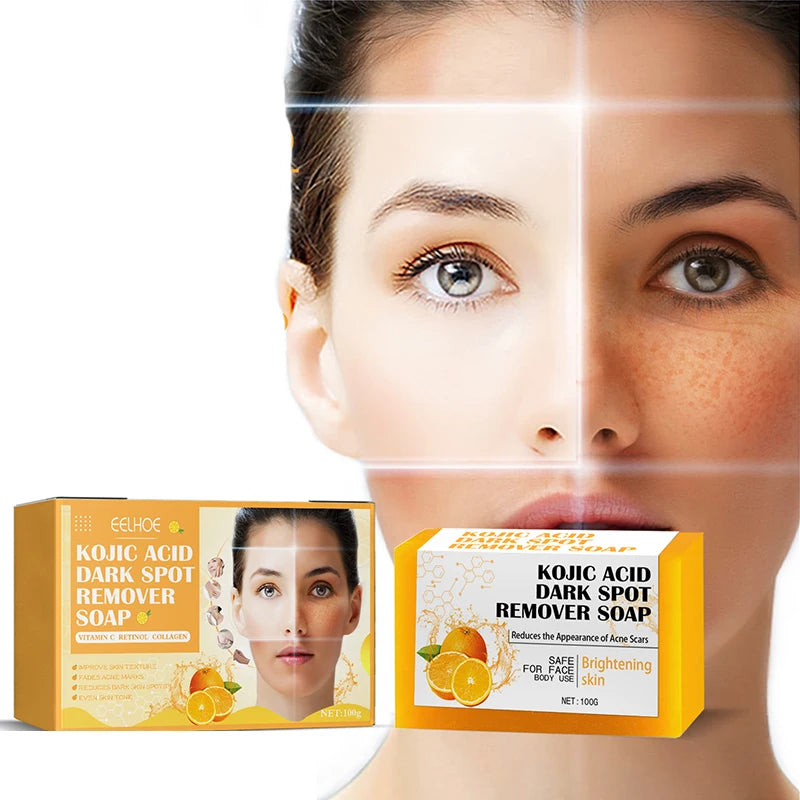 All Natural Solid Whitening Kojic Acid Turmeric Face Soap Balm Shea Butter Collagen for All Skin Types Tone Brightening Glowing