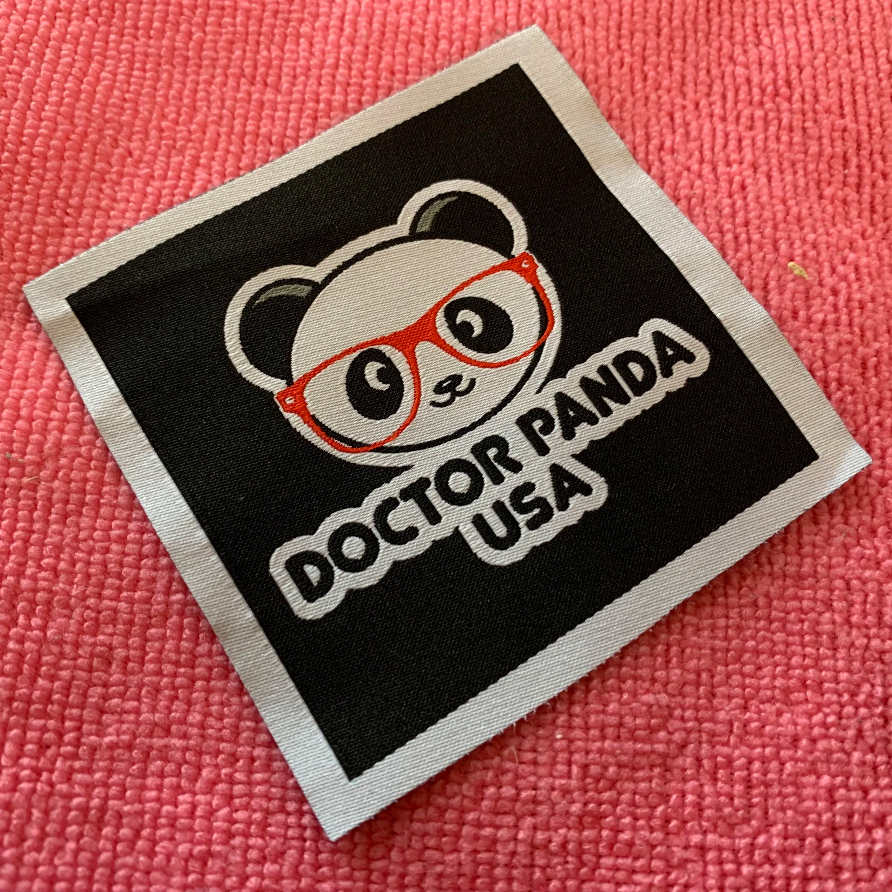 Square Shape Soft Textile Outside Clothing Woven Patchbig Side Knitting logo Front Fabric Woven Label